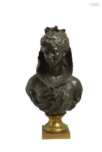 197-Mathurin MOREAU (1822-1912)
Femme en buste au fichu fleu...
