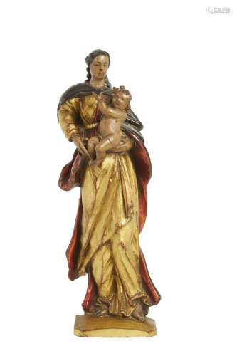 235-Vierge à l'enfant; groupe en bois sculpté et patiné
...