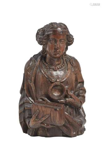 237-Sainte femme au livre formant reliquaire en bois sculpté...