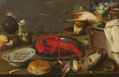 289-  Le Monogrammiste IF
Nature Morte au homard; panier de ...