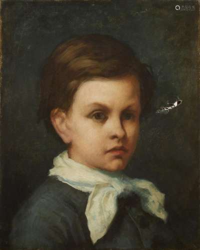 345-Ecole du XIXème 
Portrait d'enfant au foulard
Huile ...
