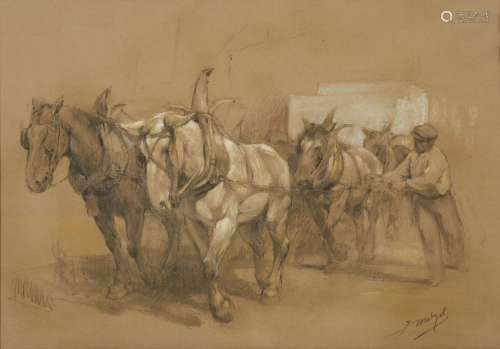 368-Jacques MADYOL (1871-1950); 
« Les chevaux de halage »; ...