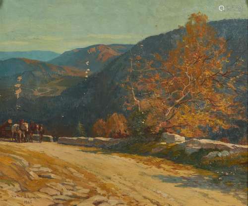 375-Victor LHOMME (1870-1957)
Sentier en montagne 
Huile sur...