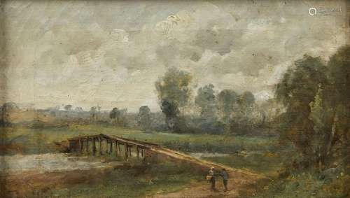 384-Paul Désiré TROUILLEBERT (1829-1900)
Le pont de bois; ci...