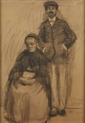 417-Lucien JONAS (1880-1947)
Couple de personnages
Fusain su...