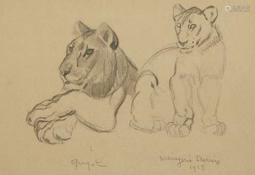 427-Georges-Lucien GUYOT (1885-1973)
Lion et lionne; 1928
Cr...