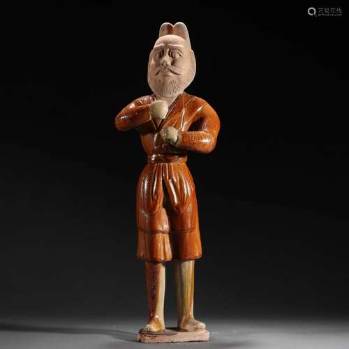 A Sancai Glazed Standing Groom