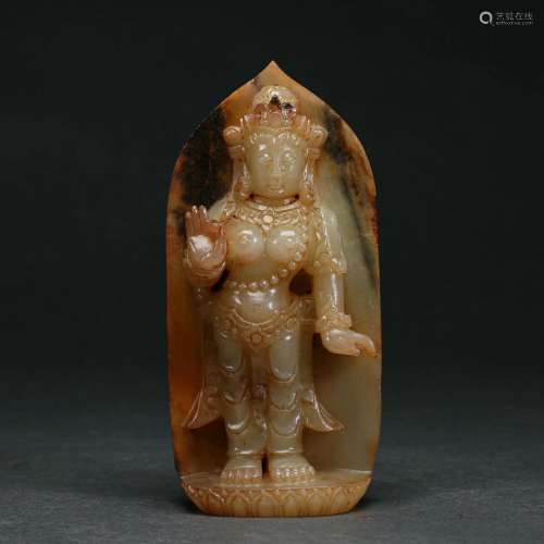 A Carved Jade Standing Bodhisattva