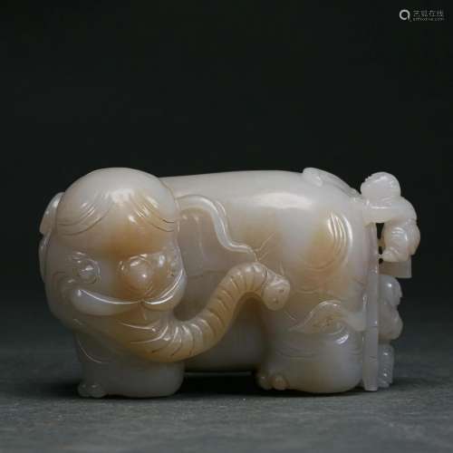 A Carved Jade Standing Elephant