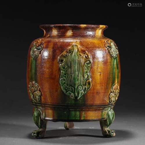 A Sancai Glazed Tripod Vessel