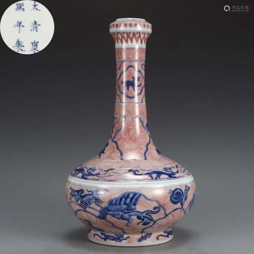 An Underglaze Blue and Copper Red Vase