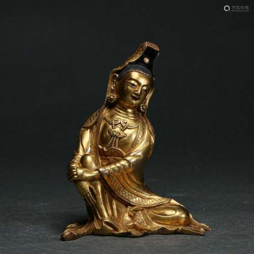 A Bronze-gilt Seated Guanyin