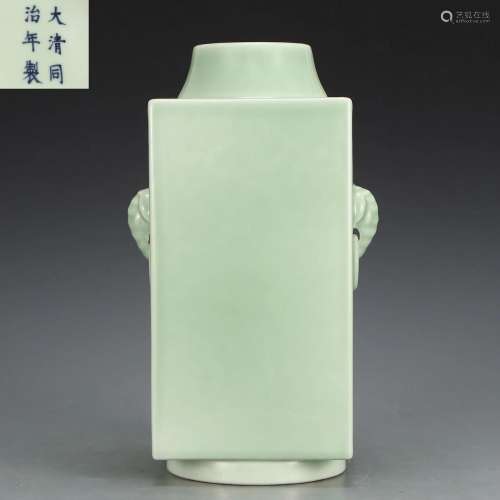 A Celadon Glazed Cong Vase