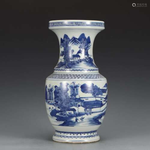 A Blue and White Landscape Vase