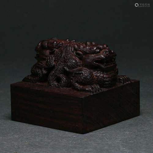 A Carved Aloeswood Dragon Seal