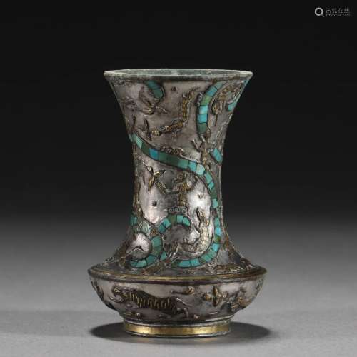 A Turquoise Inlaid Bronze Vase