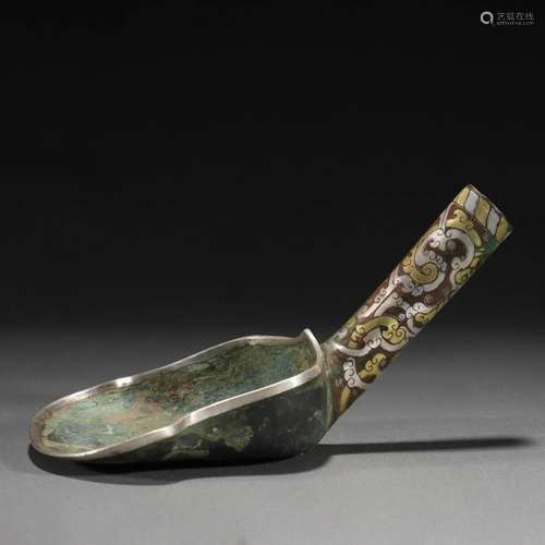 A Silver Inlaid Partly Gilt Shovel