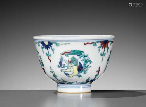 A DOUCAI ‘MAKARA’ CUP, KANGXI TO YONGZHENG PERIOD