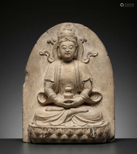 A MASSIVE ‘BODHISATTVA’ ARCHITECTURAL ELEMENT, UNGLAZED POTT...