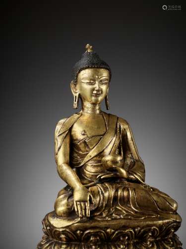 A GILT COPPER ALLOY FIGURE OF BUDDHA, 11TH-12TH CENTURY
