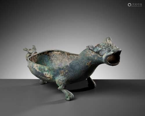A RARE BRONZE ‘ROARING BULL’ POURING VESSEL, YI, SPRING AND ...