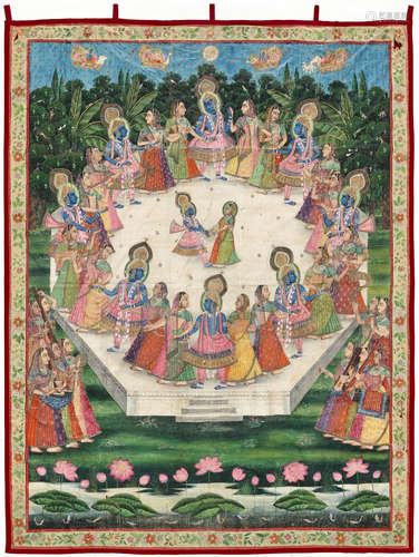 A VERY LARGE PICCHVAI OF THE RASALILA, 19TH CENTURY