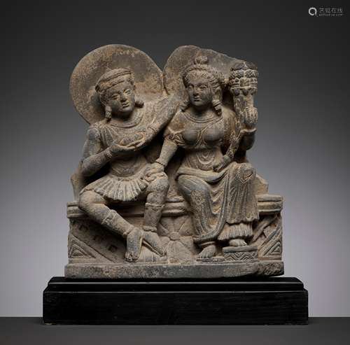 A SCHIST RELIEF DEPICTING HARITI AND PANCHIKA, KUSHAN PERIOD