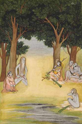 AN INDIAN MINIATURE PAINTING OF THE KANPHATA YOGIS