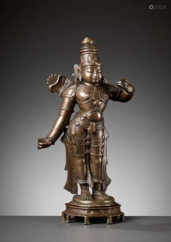 A LARGE BRONZE FIGURE OF RAMA, VIJAYANAGAR PERIOD