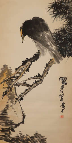 Modern Pan Tianshou paper Eagle vertical axis
