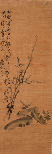 Huang Shen's paper flower vertical axis in Qing Dynasty