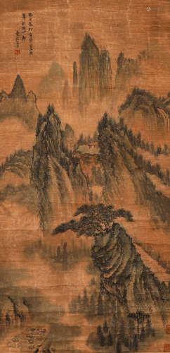 Wang Yu's paper landscape vertical axis in the Qing Dynasty