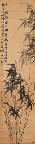 Zheng Banqiao paper bamboo vertical shaft in Qing Dynasty