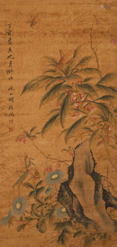 Hu Mei silk flower vertical shaft in Qing Dynasty