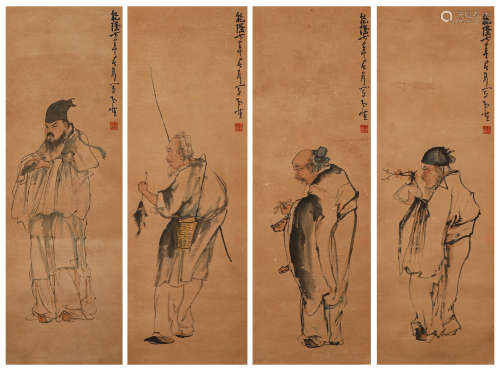 Four screens of Huang Shen's paper characters in the Qing Dy...
