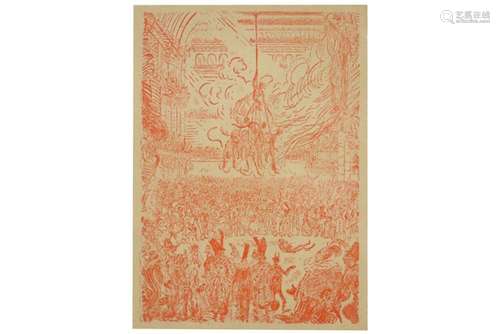 ENSOR JAMES (1860 - 1949) litho in sanguinekleur uit het tij...