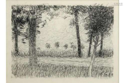 CLAUS ÉMILE (1849 - 1925) tekening (krijt op papier) : "...