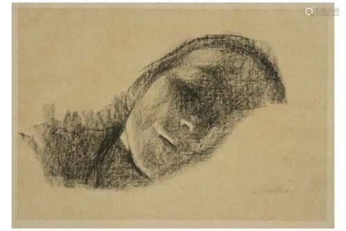 KOLLWITZ KÄTHE (1867-1945) litho : "Rustend meisje"...