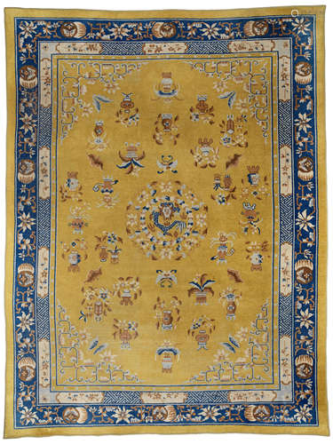 AN IMPERIAL-YELLOW ‘DRAGON’ CARPET, REPUBLIC PERIOD