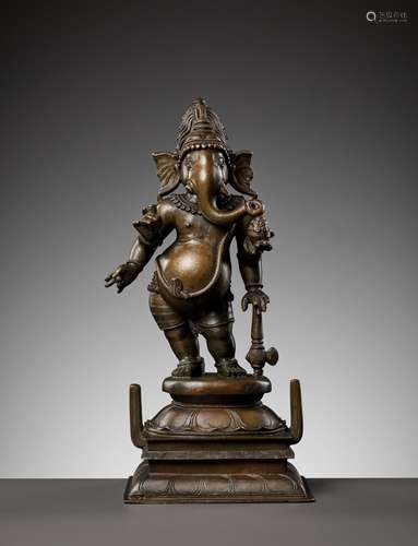 A BRONZE FIGURE OF GANESHA, 17TH-18TH CENTURY