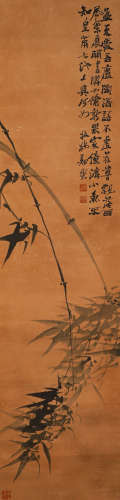 Zheng Banqiao paper ink bamboo vertical shaft in Qing Dynast...