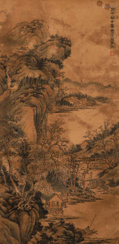 Sun Kehong's paper landscape vertical axis in the Qing Dynas...
