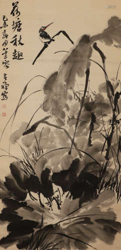 Li kuchan's paper flower and bird vertical axis in the Qing ...