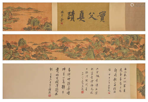 Qiu Ying's silk scroll of green landscape in the Ming Dynast...