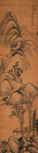 Dai Xi's paper landscape vertical axis in the Qing Dynasty