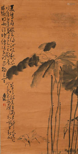 Huang Shen's paper flower and bird vertical axis in Qing Dyn...