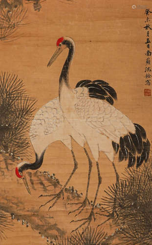 Shen Quan's silk version of crane shaft in Qing Dynasty