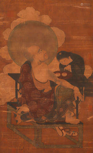 Song and Yuan Dynasties anonymous silk arhat vertical axis