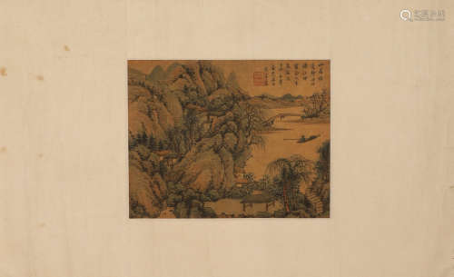 Silk landscape lens in Qing Dynasty