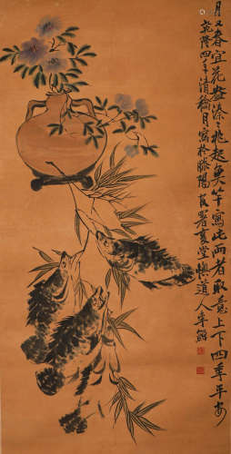 Li Xian's paper flower vertical axis in Qing Dynasty